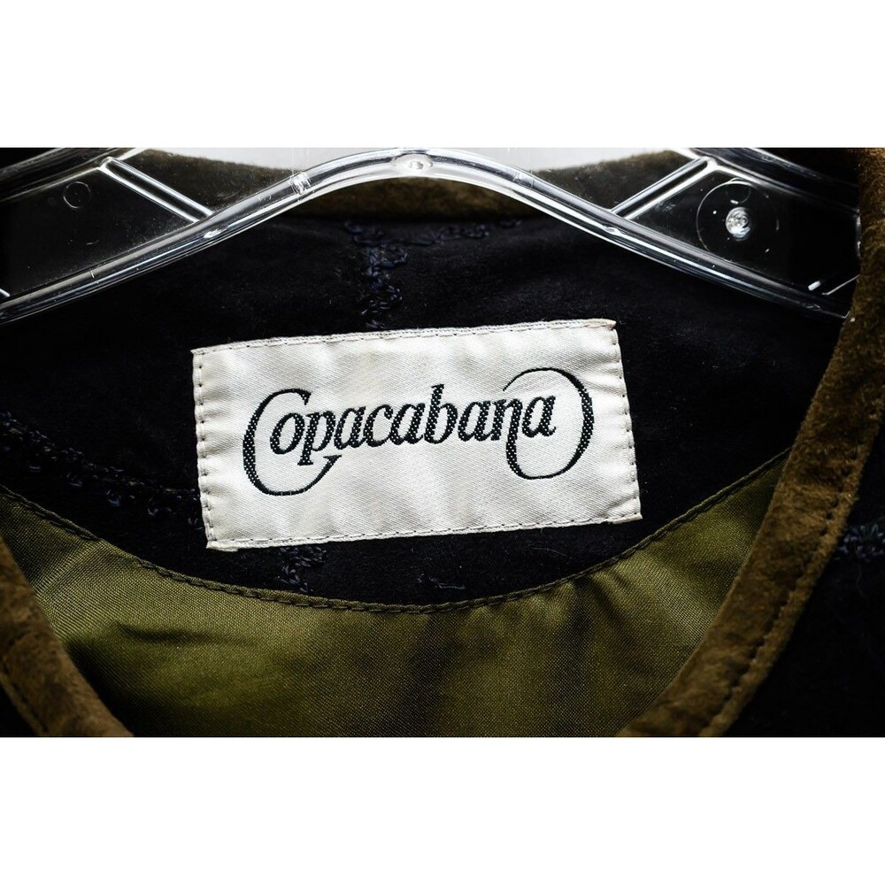Copacabana Suede leather black quited jacket embroidered floral patchwork L 42 - Picture 2 of 7